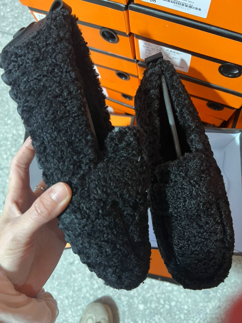 Chaussures Plates d'hiver en Peluche, mocassins tendance à enfiler, chaussures chaudes pour femmes