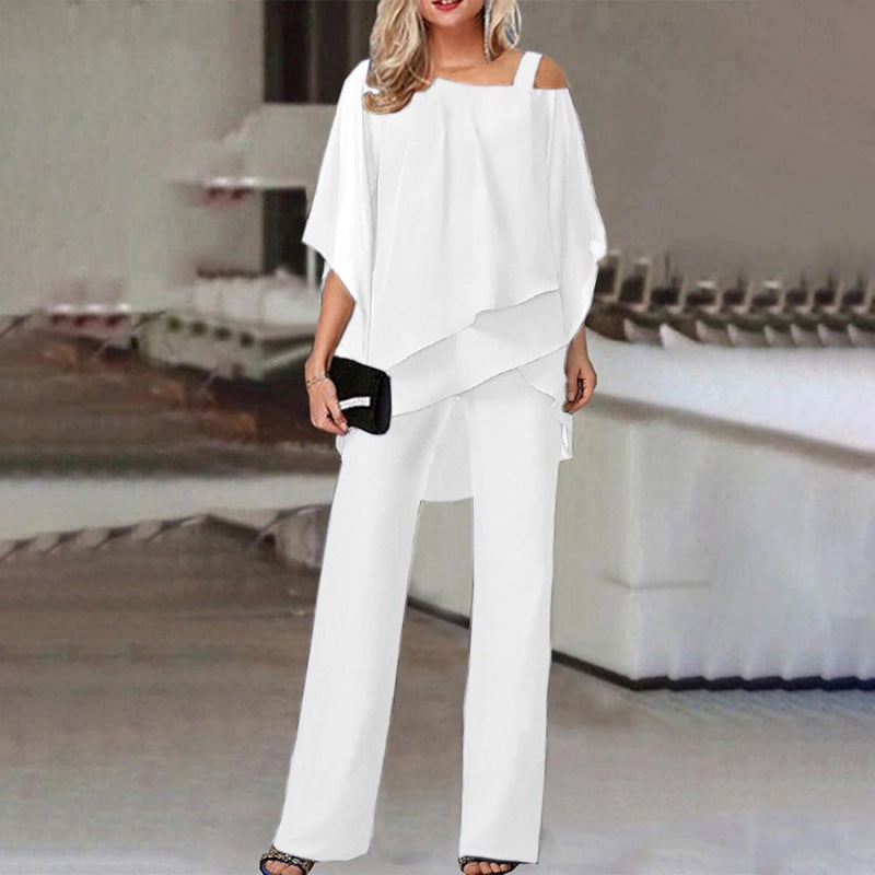 Ensembles Femme : hauts à manches chauve-souris et pantalons droits, coupes amples et asymétriques